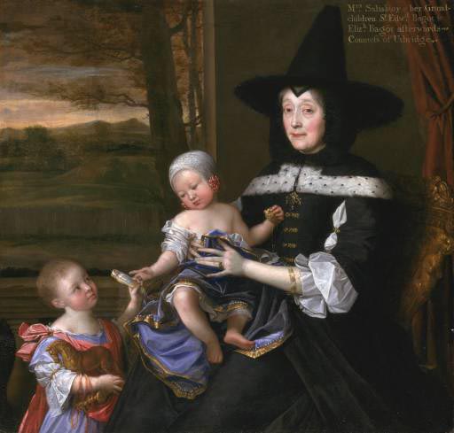 Portrait of Mrs Salesbury with her Grandchildren Edward and Elizabeth Bagot Oil on canvas